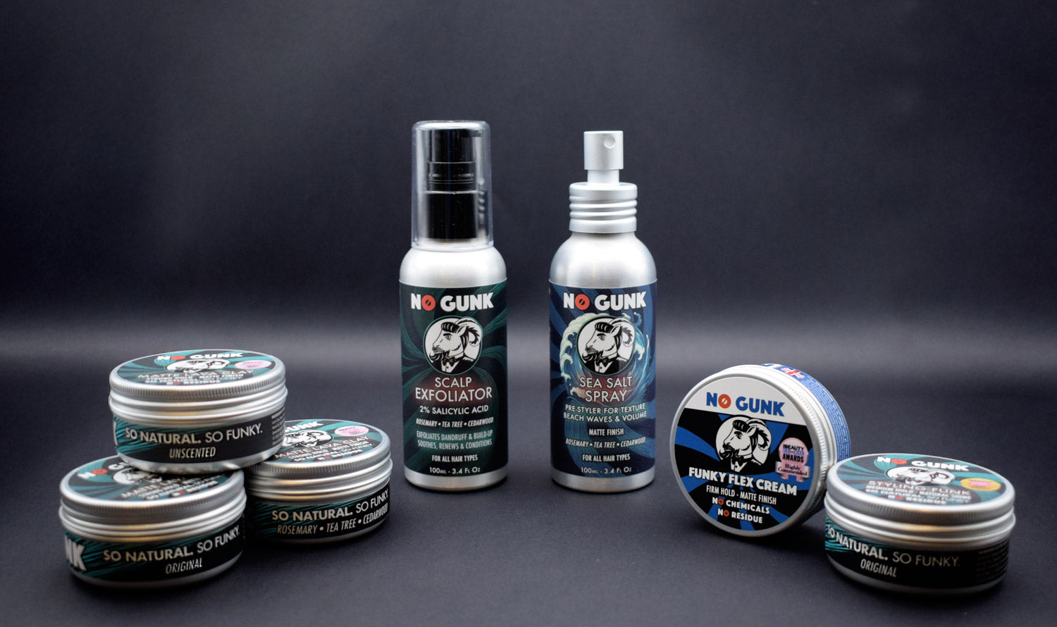 NO GUNK All Natural Hair Products For Hair Loss Sea Salt Spray Scalp Exfoliator Natural Hair Clay Cream Wax for Flakes Dandruff Receding Falling Hair Strengthening and Helps Growing Healthy Hair Thin Thick Curly Short Medium Long Hair